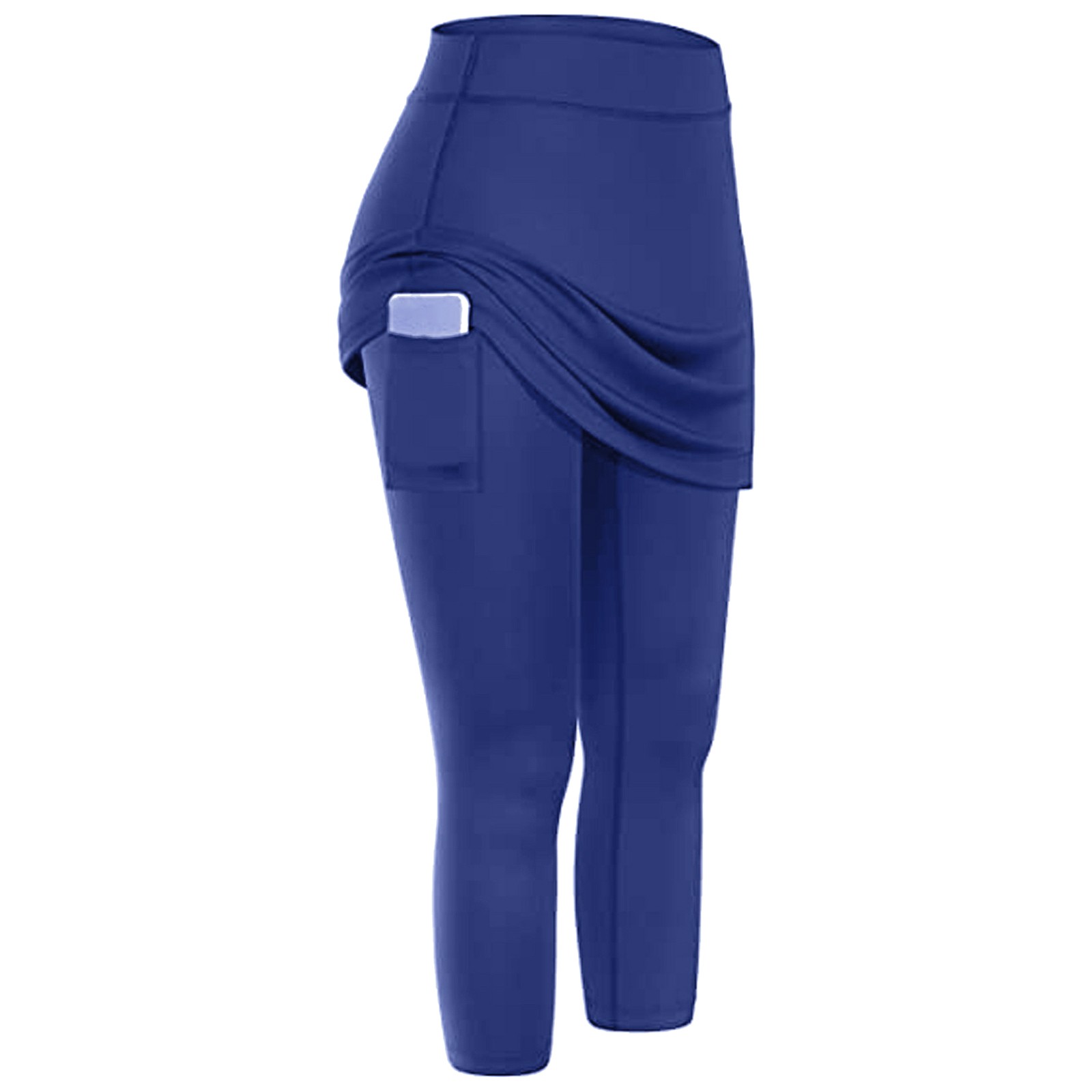 thumbnail image 2 of Leggings de yoga con falda para mujer: pantalones deportivos elásticos con bolsillos, tejido de poliéster, adecuados para tenis/yoga y uso diario., 2 of 4